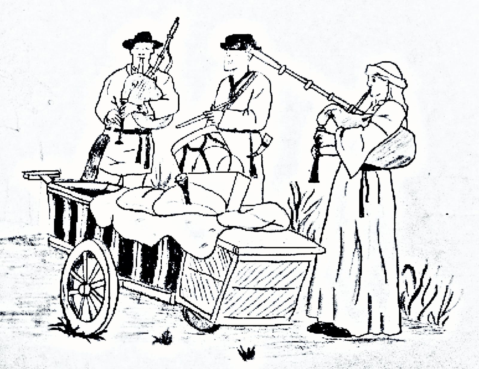 Medieval_musicians – drawing Yassine el Azabi