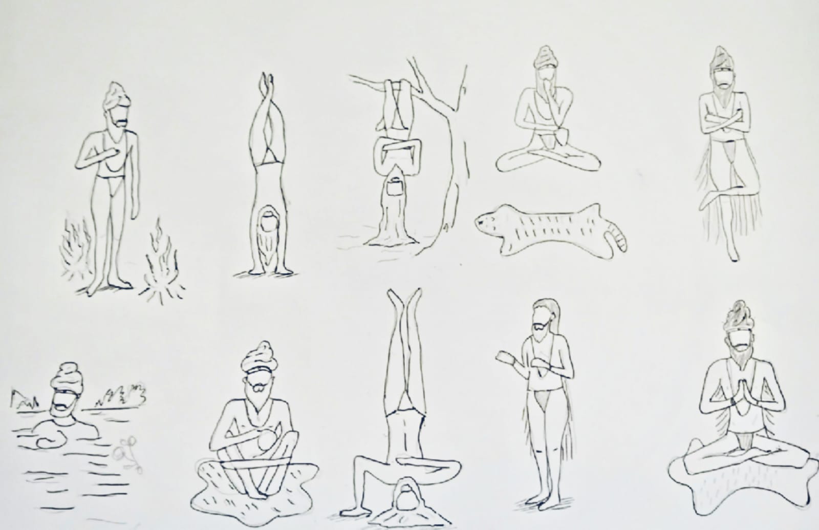 How is Ascetics Yoga experienced and transformed in European contexts of personal growth? — © drawing Yassine el Azabi Ascetics yoga - drawing Yassine el Azabi