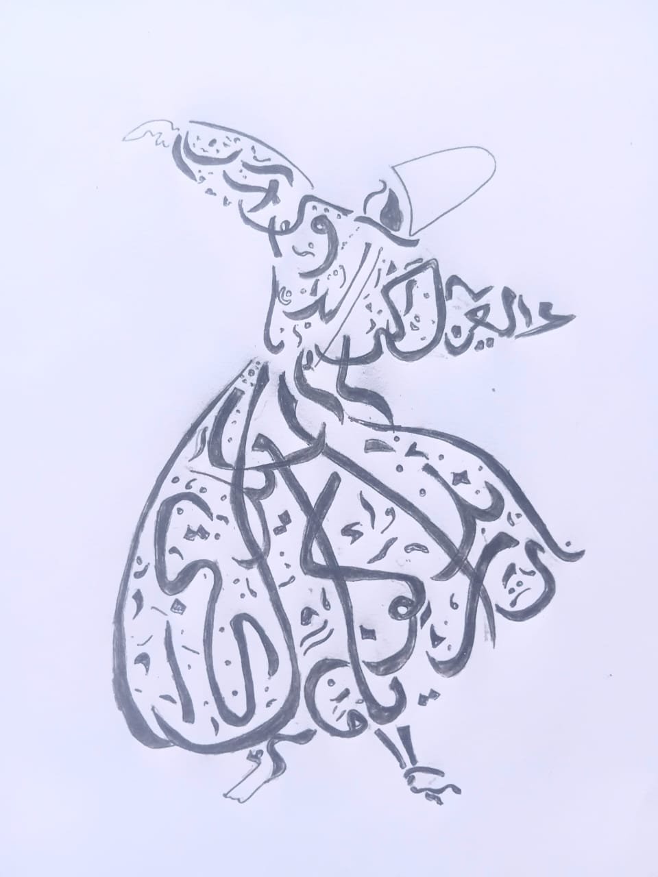 “Under which conditions are human beings able to recognize themselves in each other’s most sacred practices?” — ©drawing Yassine el Azabi Dansende Derwish - drawing Yassine el Azabi